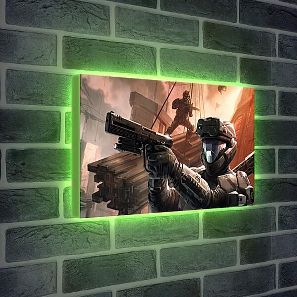 Лайтбокс световая панель - halo 3, soldiers, gun
