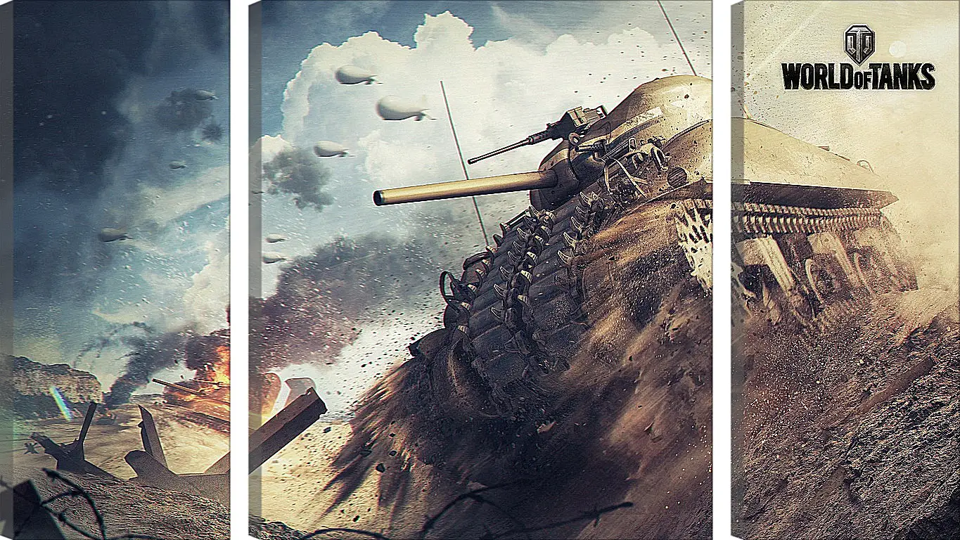 Модульная картина - world of tanks, tank, m4 sherman