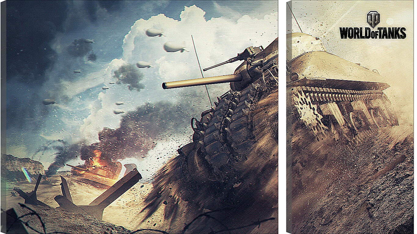 Модульная картина - world of tanks, tank, m4 sherman