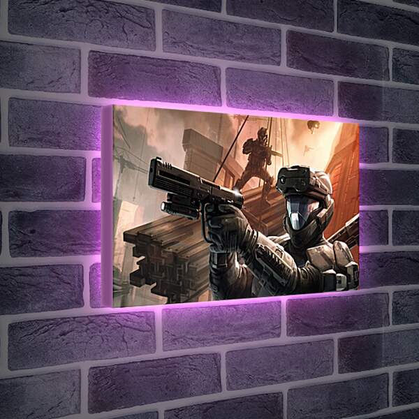 Лайтбокс световая панель - halo 3, soldiers, gun
