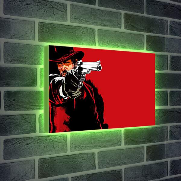 Лайтбокс световая панель - red dead redemption game, pistol, cowboy
