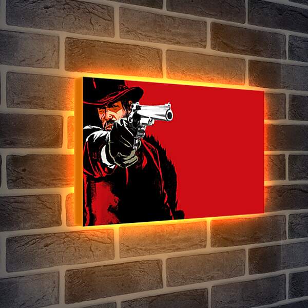 Лайтбокс световая панель - red dead redemption game, pistol, cowboy
