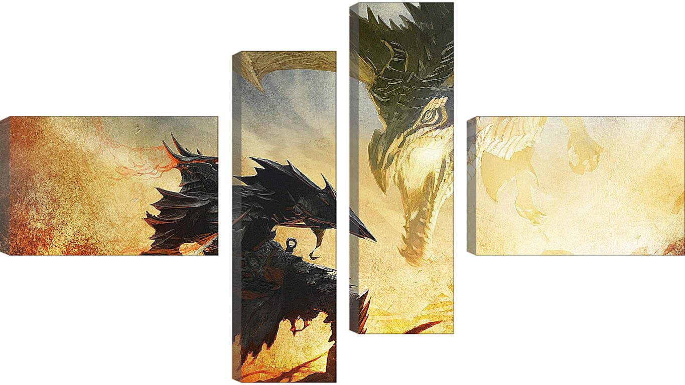 Модульная картина - the elder scrolls, dragon, warrior

