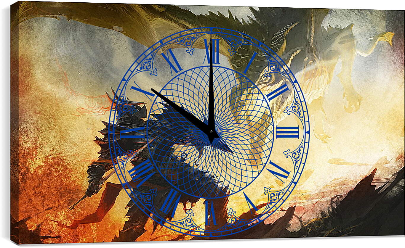 Часы картина - the elder scrolls, dragon, warrior

