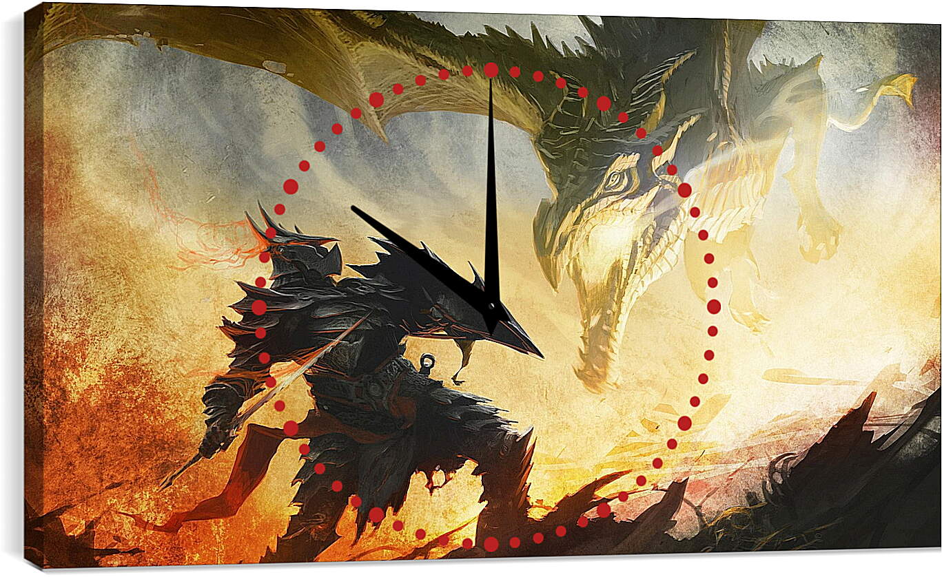 Часы картина - the elder scrolls, dragon, warrior
