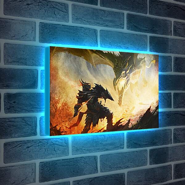 Лайтбокс световая панель - the elder scrolls, dragon, warrior
