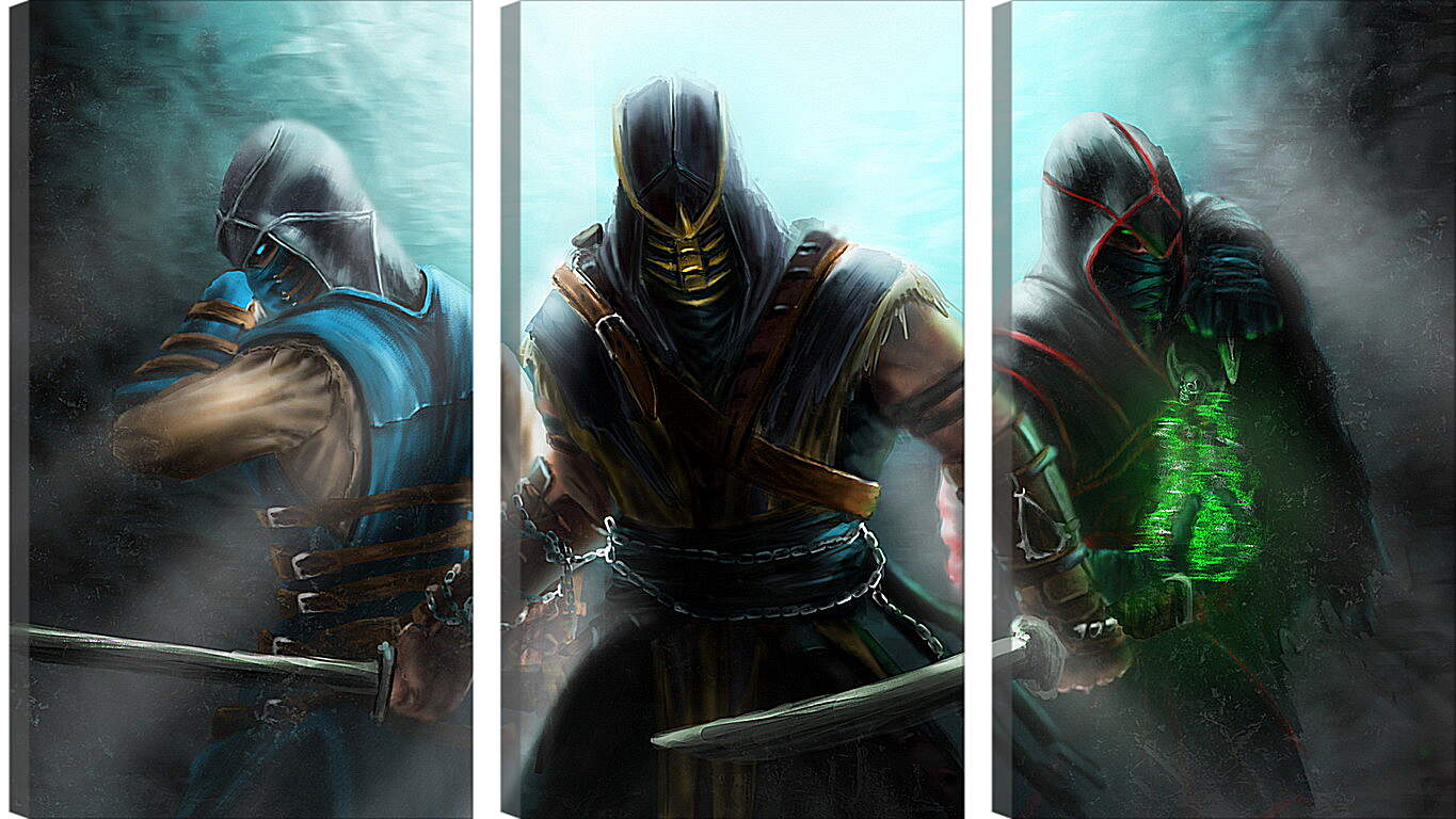 Модульная картина - mortal kombat, scorpion, sub-zero
