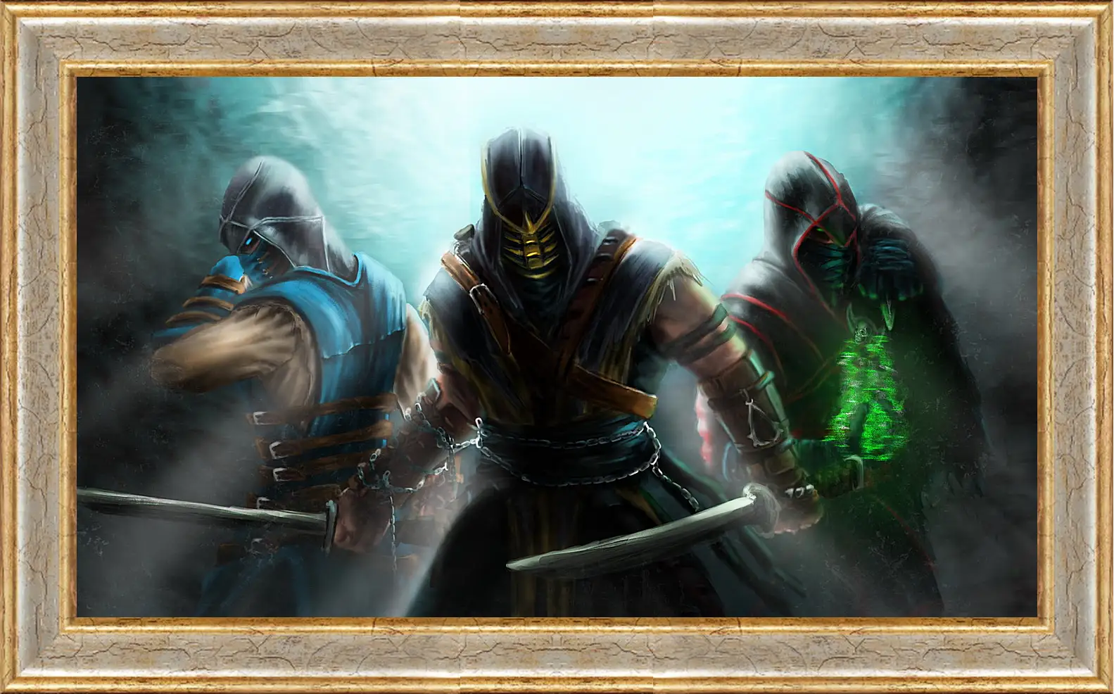 Картина в раме - mortal kombat, scorpion, sub-zero
