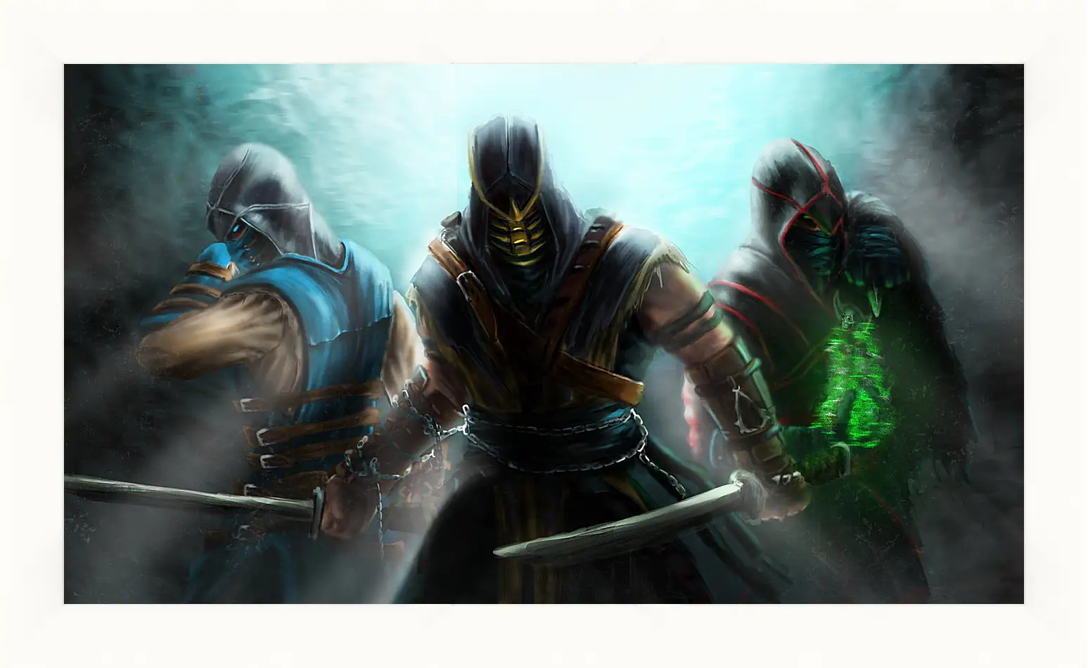 Картина в раме - mortal kombat, scorpion, sub-zero
