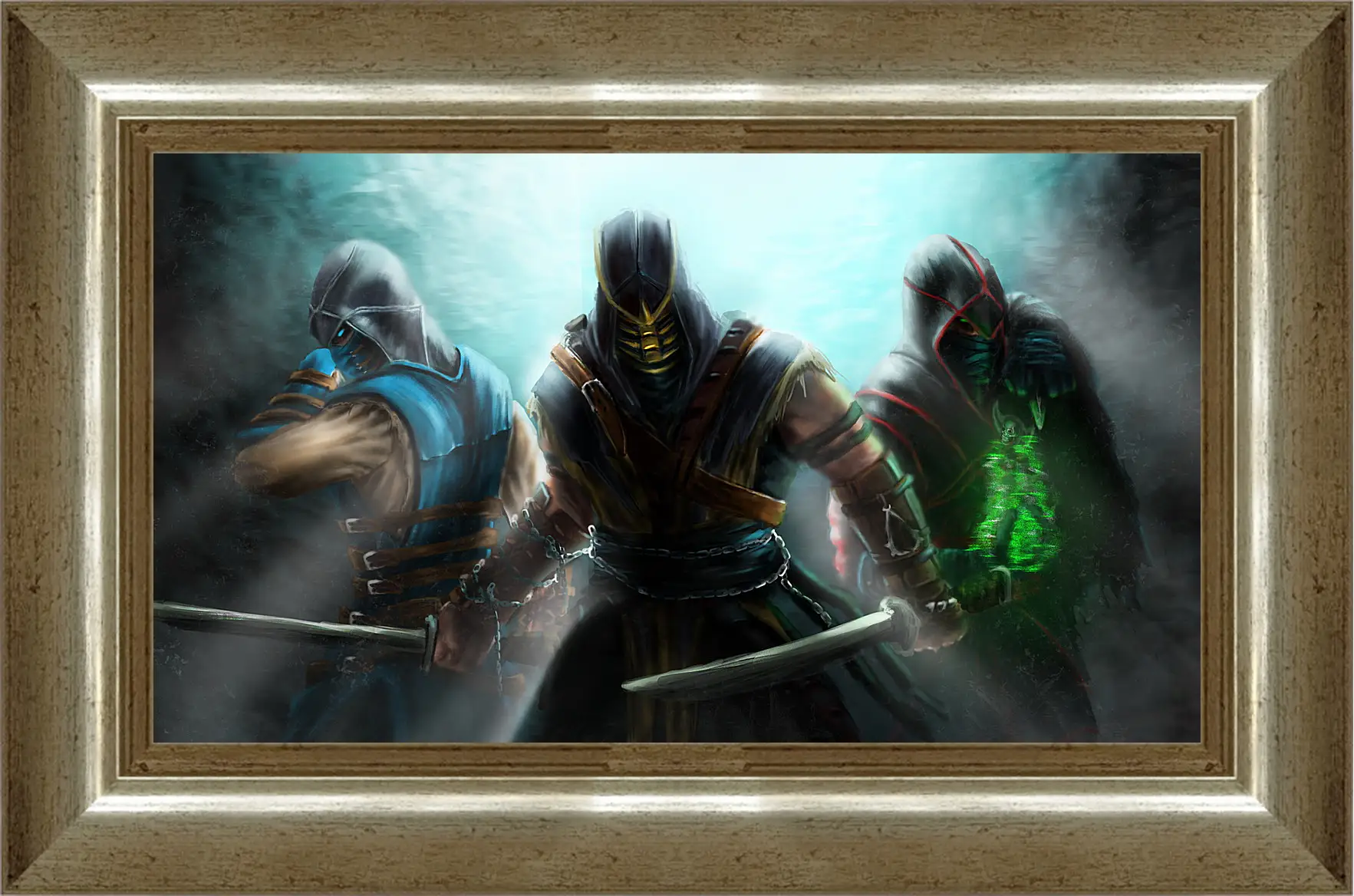 Картина в раме - mortal kombat, scorpion, sub-zero
