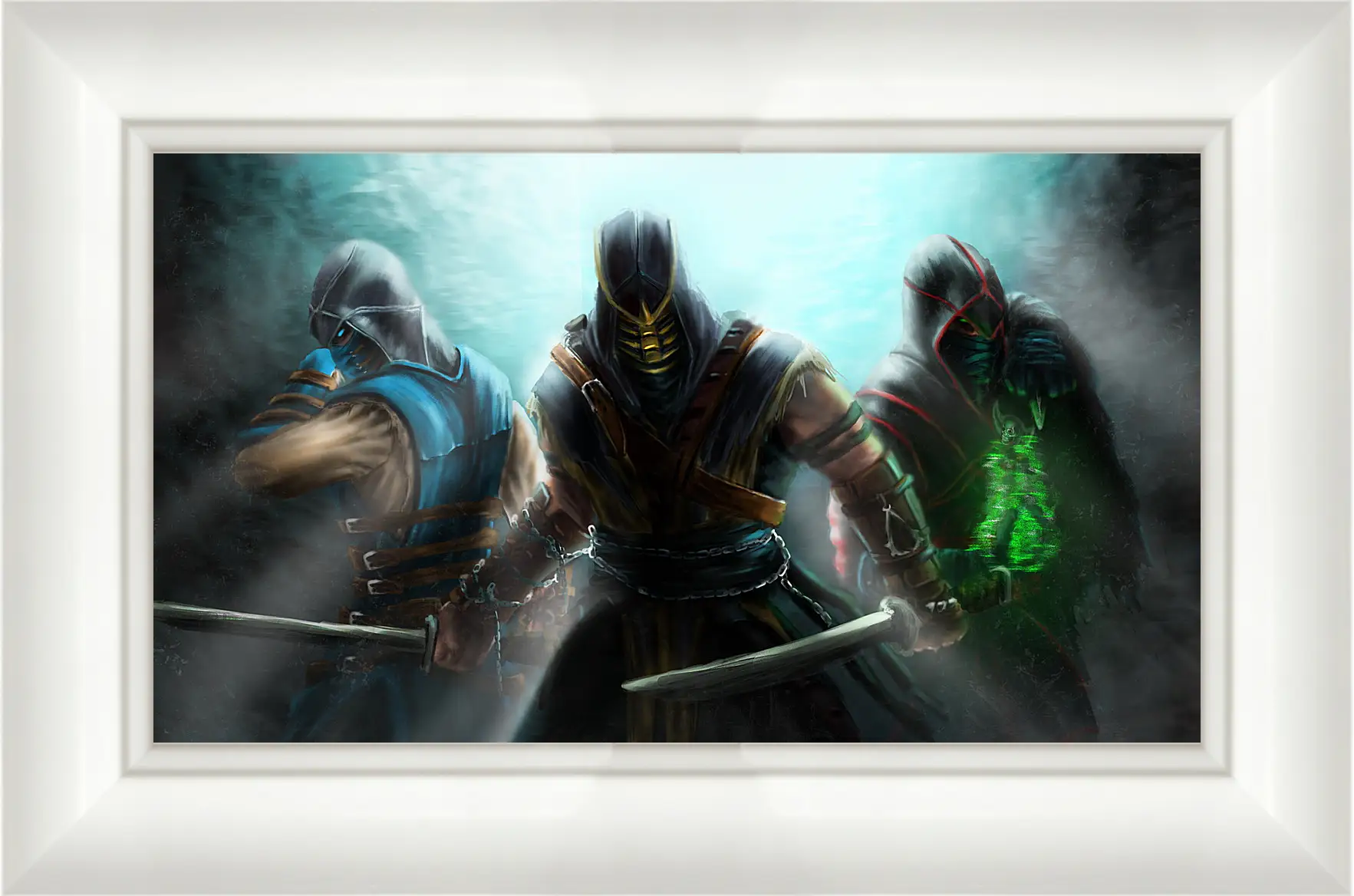 Картина в раме - mortal kombat, scorpion, sub-zero
