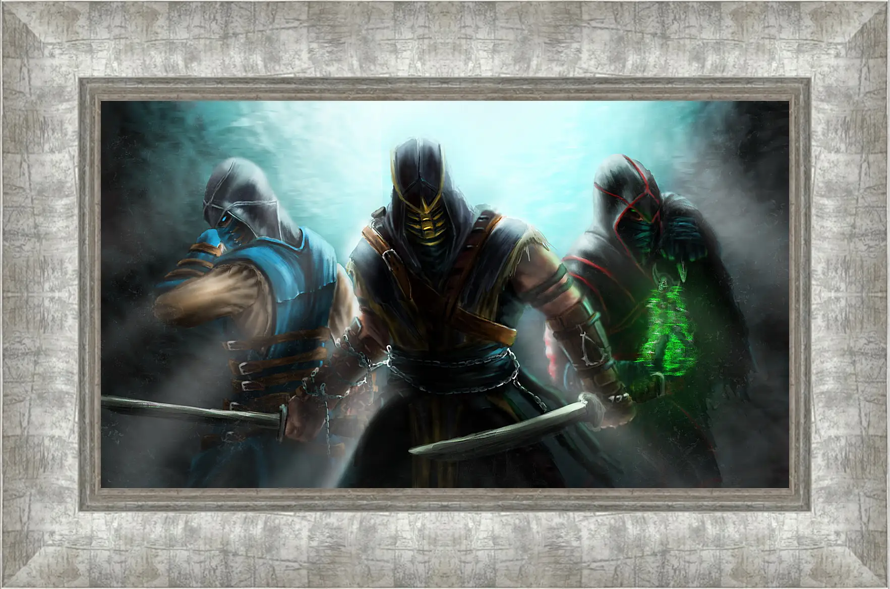 Картина в раме - mortal kombat, scorpion, sub-zero
