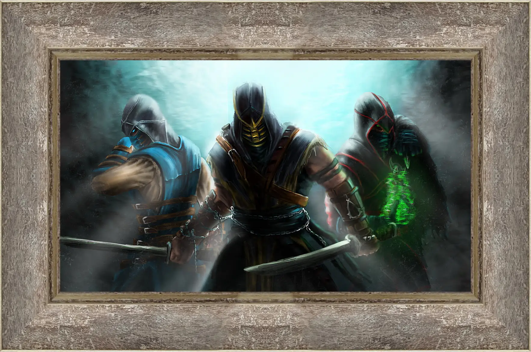 Картина в раме - mortal kombat, scorpion, sub-zero
