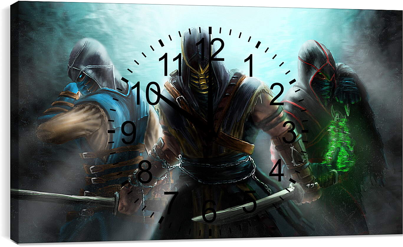 Часы картина - mortal kombat, scorpion, sub-zero
