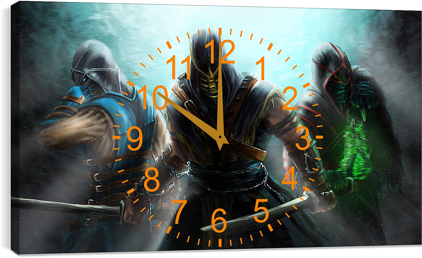 Часы картина - mortal kombat, scorpion, sub-zero
