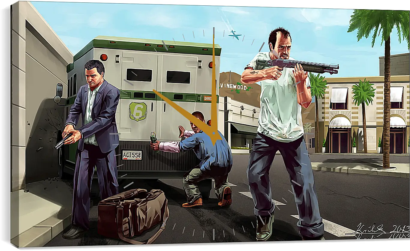 Часы картина - gta, race, characters

