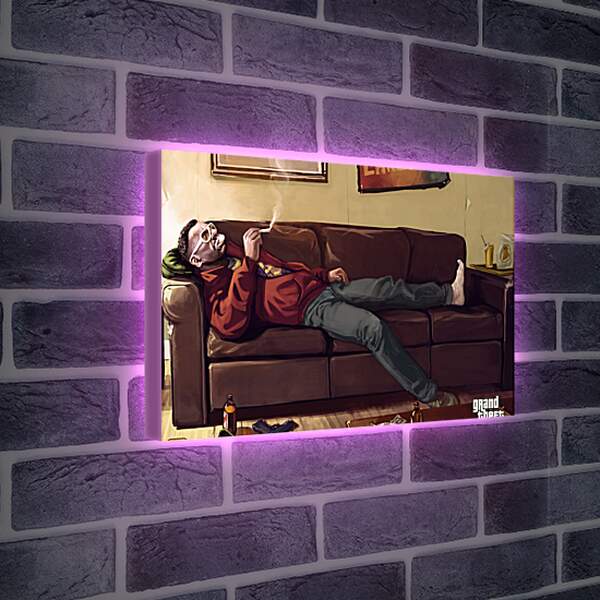 Лайтбокс световая панель - man, smoking, gta 4
