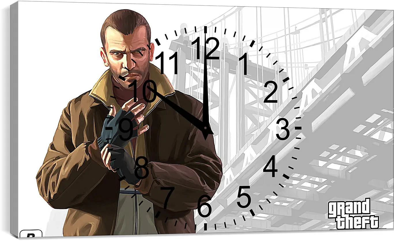 Часы картина - gta, grand theft auto 4, niko bellic
