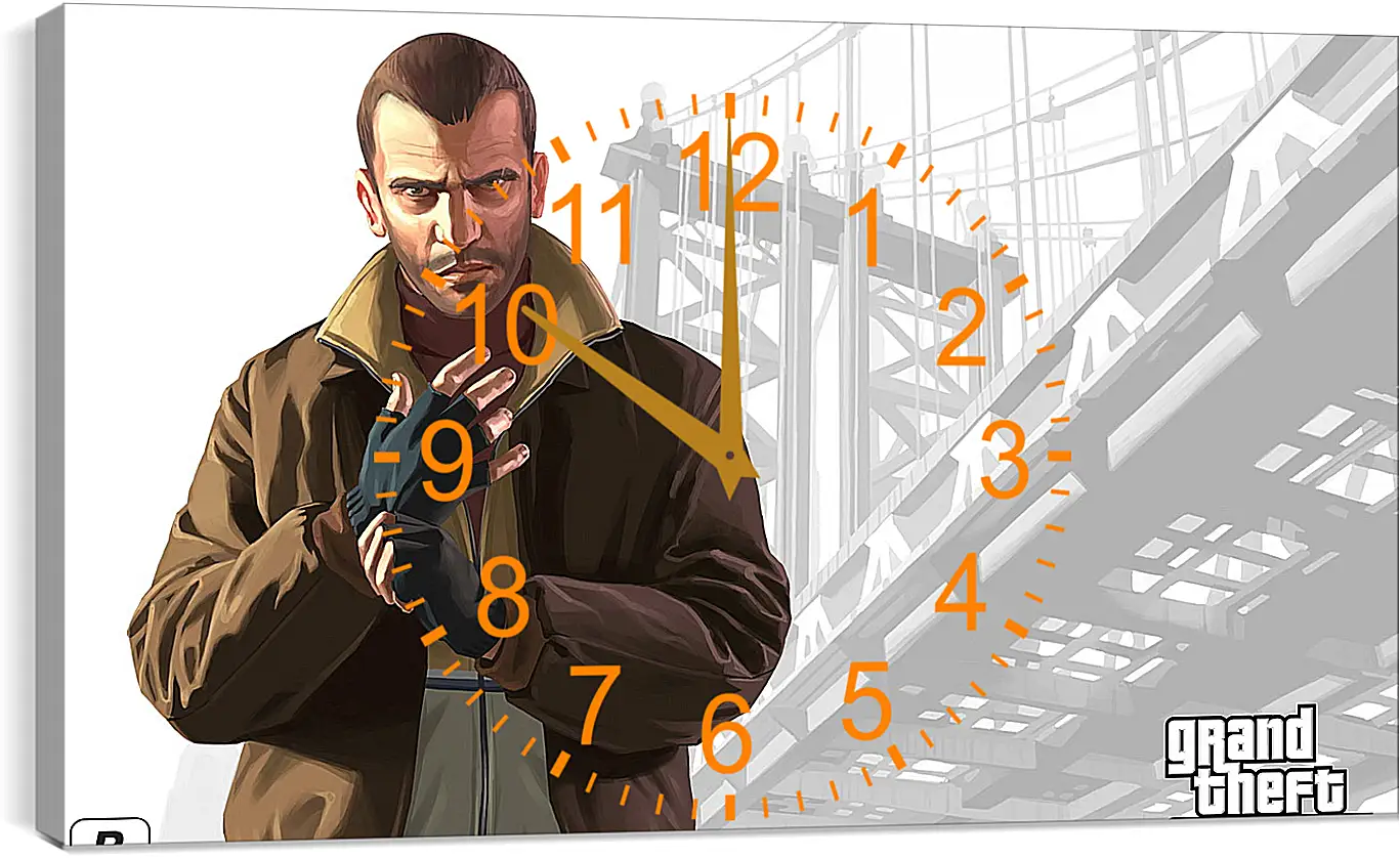 Часы картина - gta, grand theft auto 4, niko bellic
