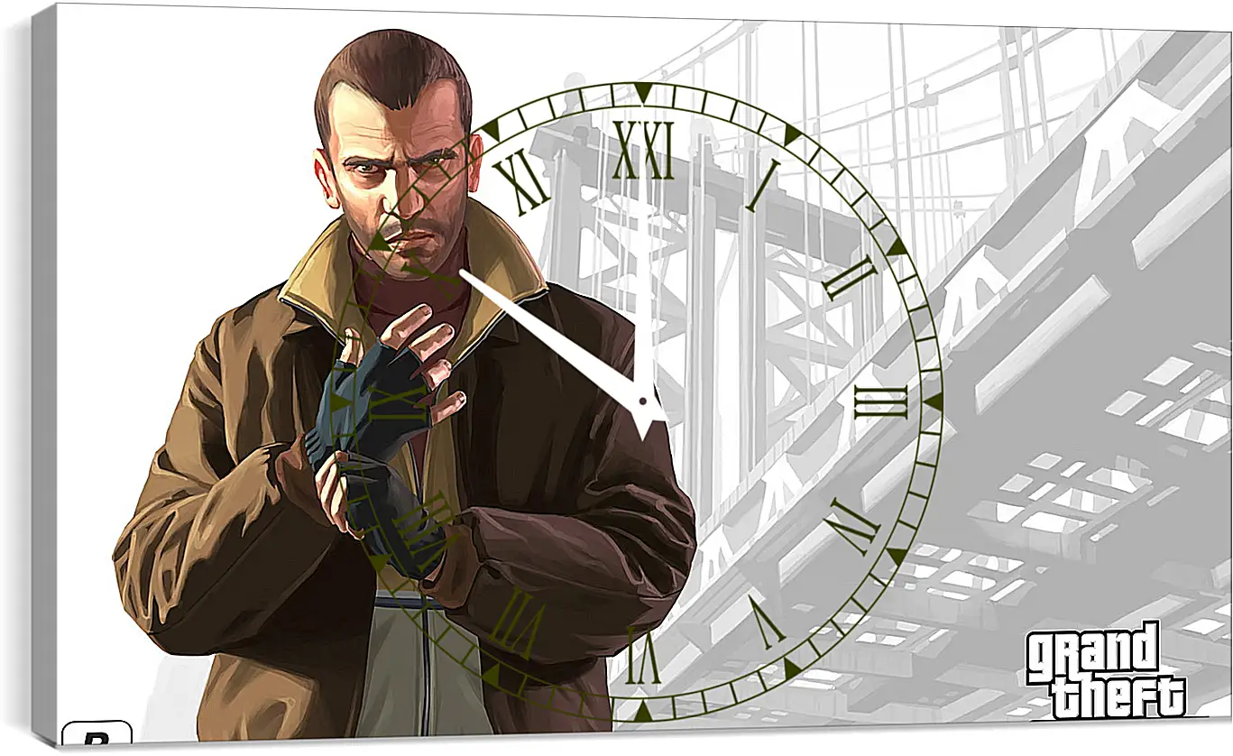 Часы картина - gta, grand theft auto 4, niko bellic
