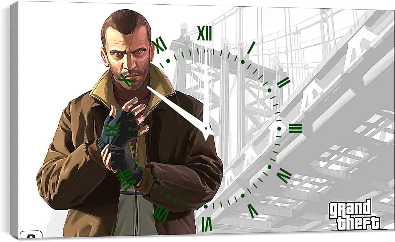 Часы картина - gta, grand theft auto 4, niko bellic
