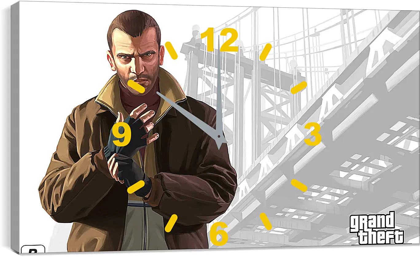 Часы картина - gta, grand theft auto 4, niko bellic
