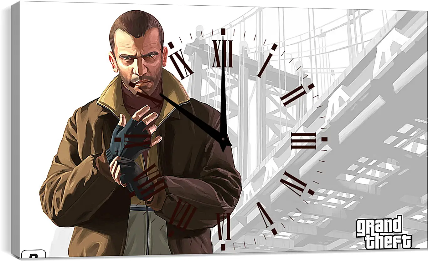 Часы картина - gta, grand theft auto 4, niko bellic
