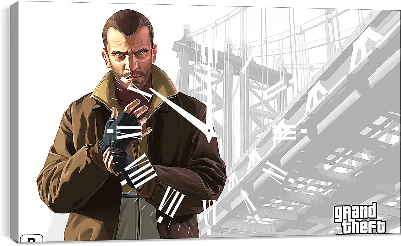 Часы картина - gta, grand theft auto 4, niko bellic
