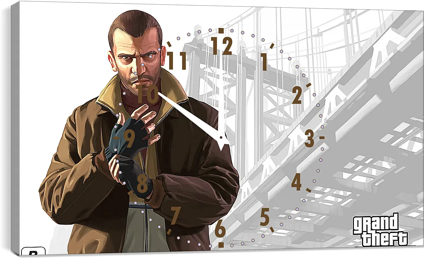 Часы картина - gta, grand theft auto 4, niko bellic
