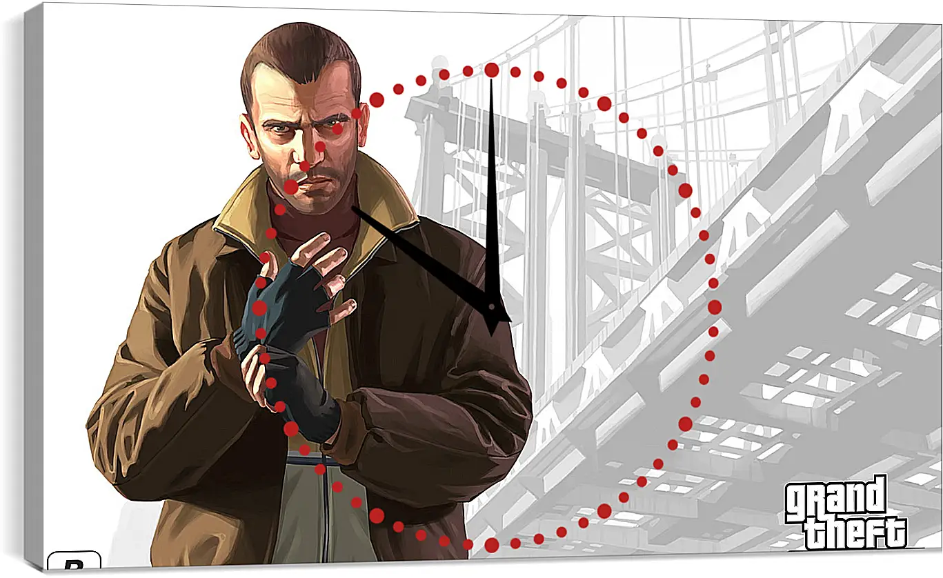 Часы картина - gta, grand theft auto 4, niko bellic
