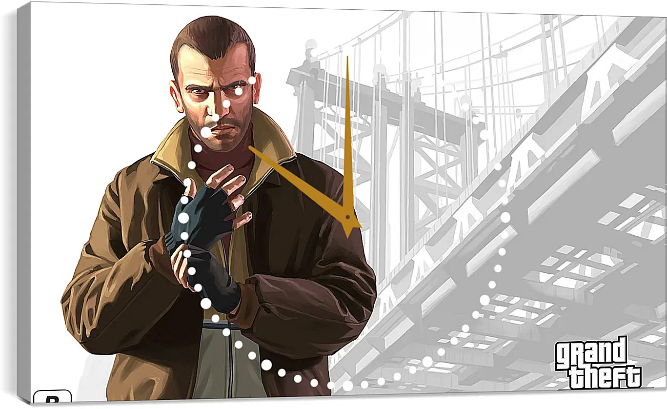 Часы картина - gta, grand theft auto 4, niko bellic
