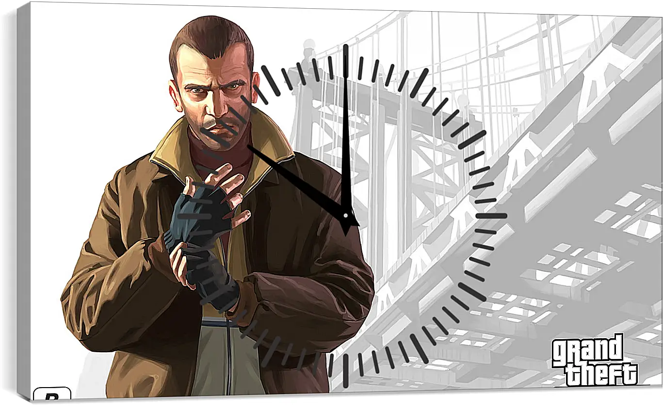 Часы картина - gta, grand theft auto 4, niko bellic
