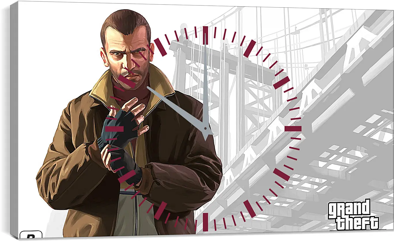 Часы картина - gta, grand theft auto 4, niko bellic
