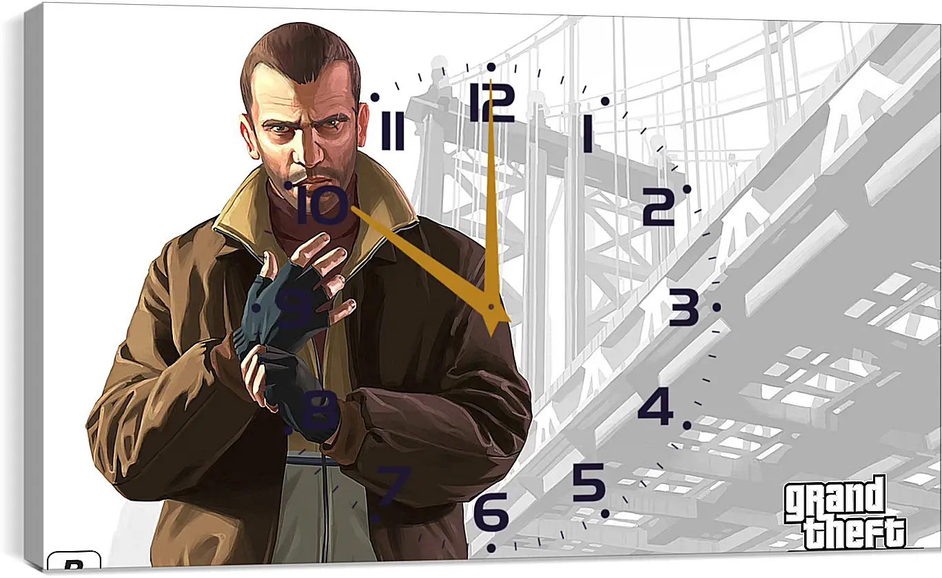 Часы картина - gta, grand theft auto 4, niko bellic
