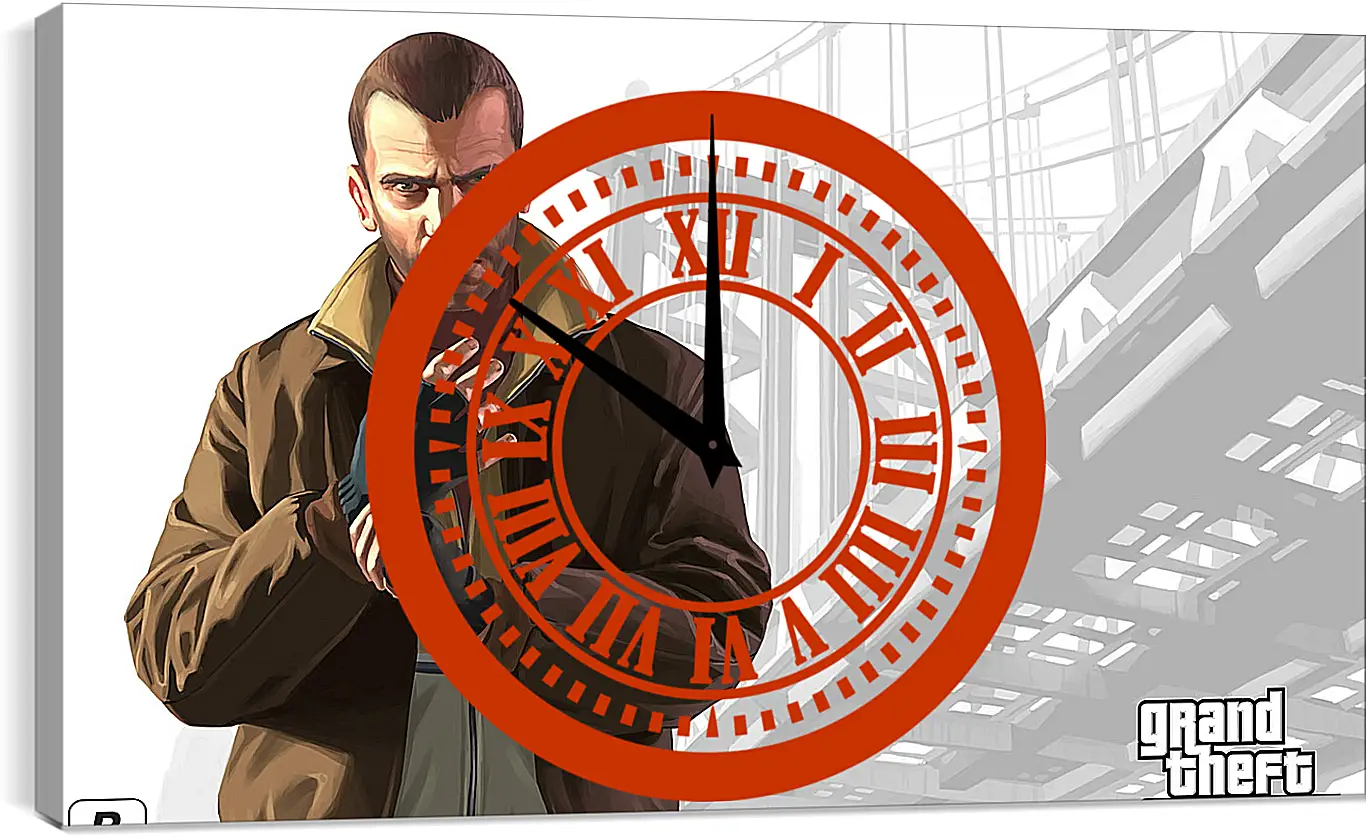 Часы картина - gta, grand theft auto 4, niko bellic
