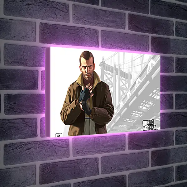 Лайтбокс световая панель - gta, grand theft auto 4, niko bellic
