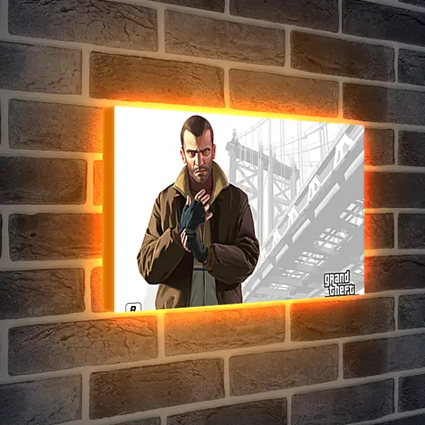 Лайтбокс световая панель - gta, grand theft auto 4, niko bellic
