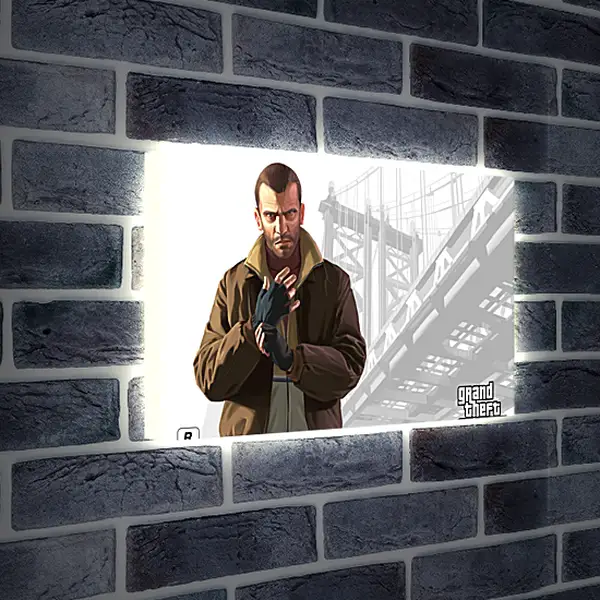 Лайтбокс световая панель - gta, grand theft auto 4, niko bellic
