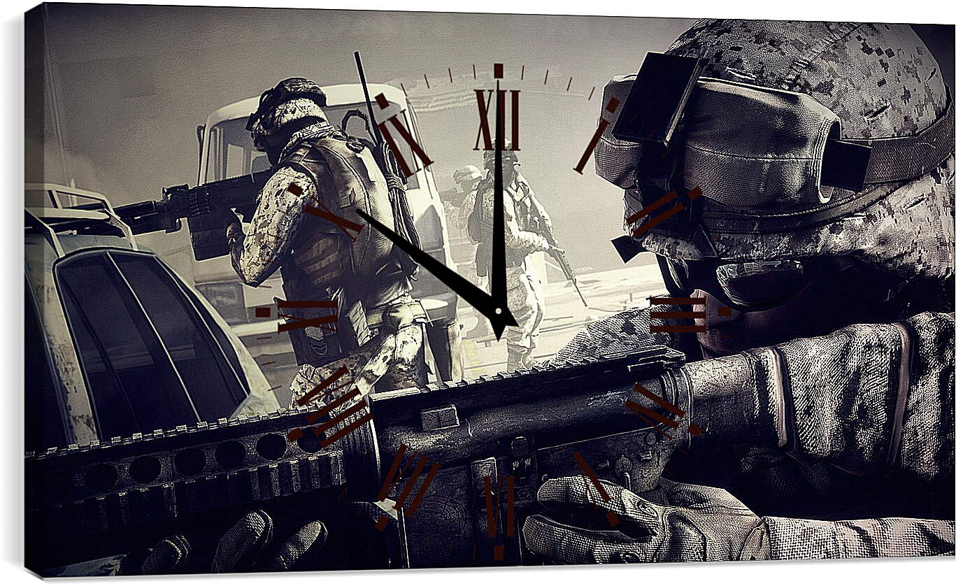 Часы картина - battlefield 3, soldiers, machine