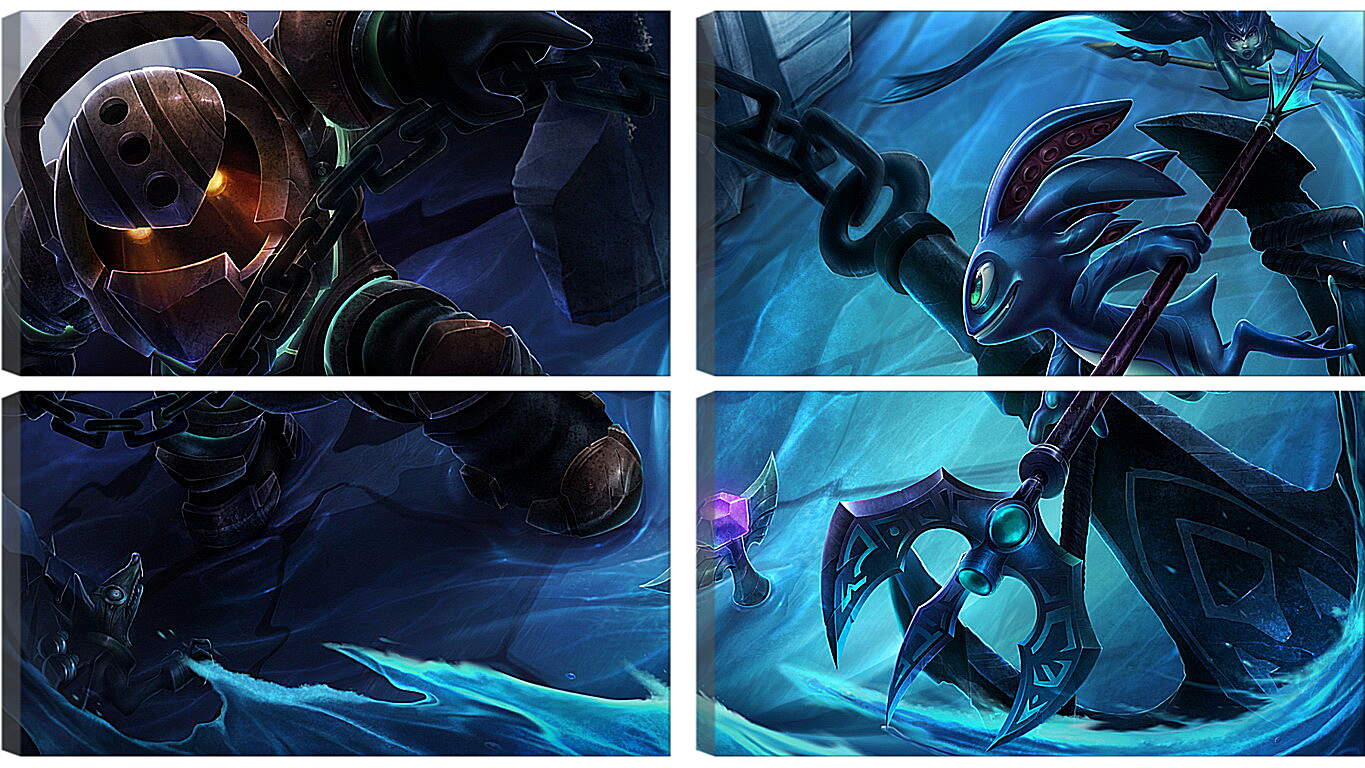 Модульная картина - league of legends, great steam golem, tidal trickster
