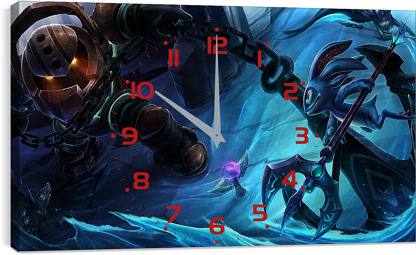 Часы картина - league of legends, great steam golem, tidal trickster
