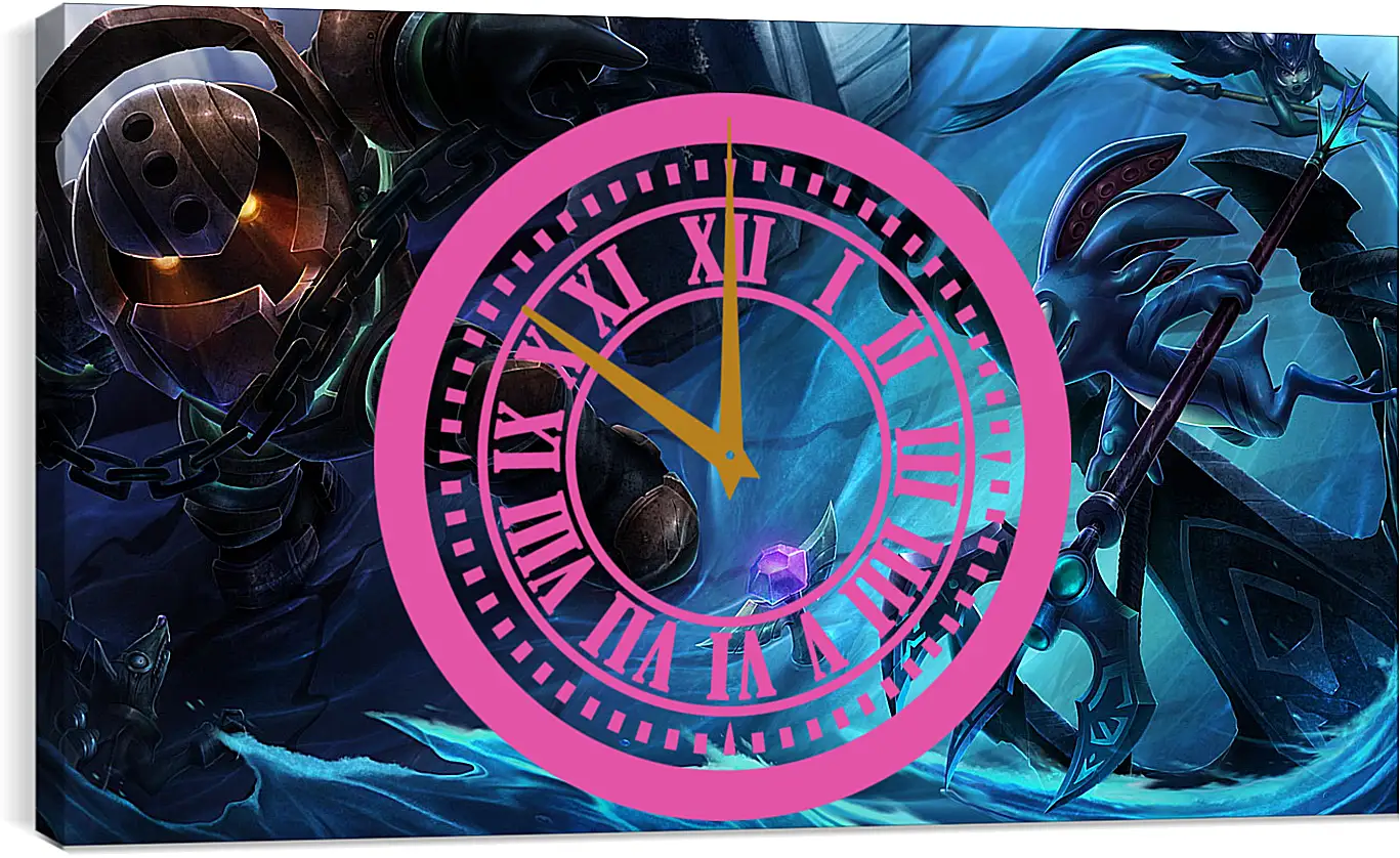 Часы картина - league of legends, great steam golem, tidal trickster
