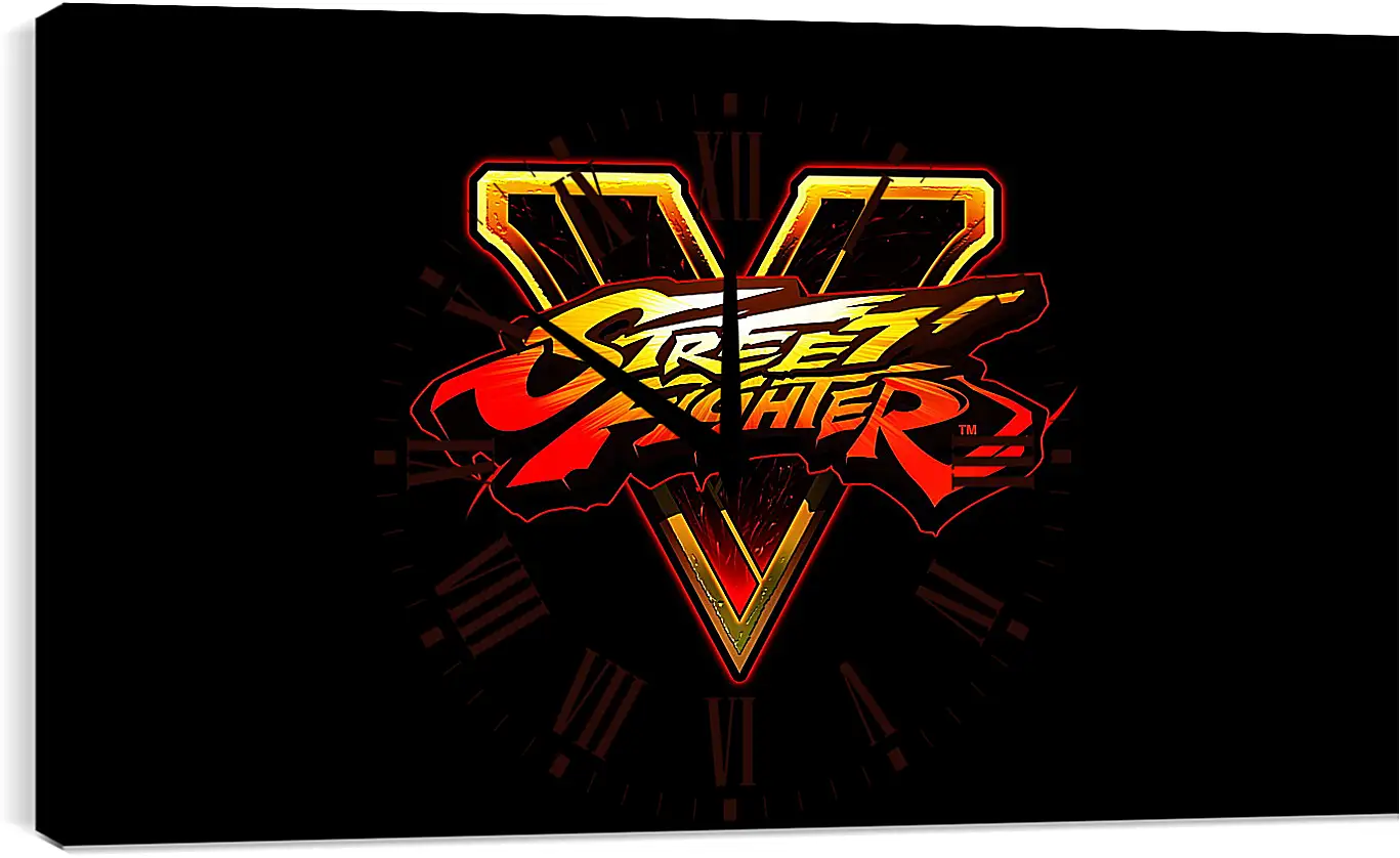 Часы картина - street fighter v, fighting, logo
