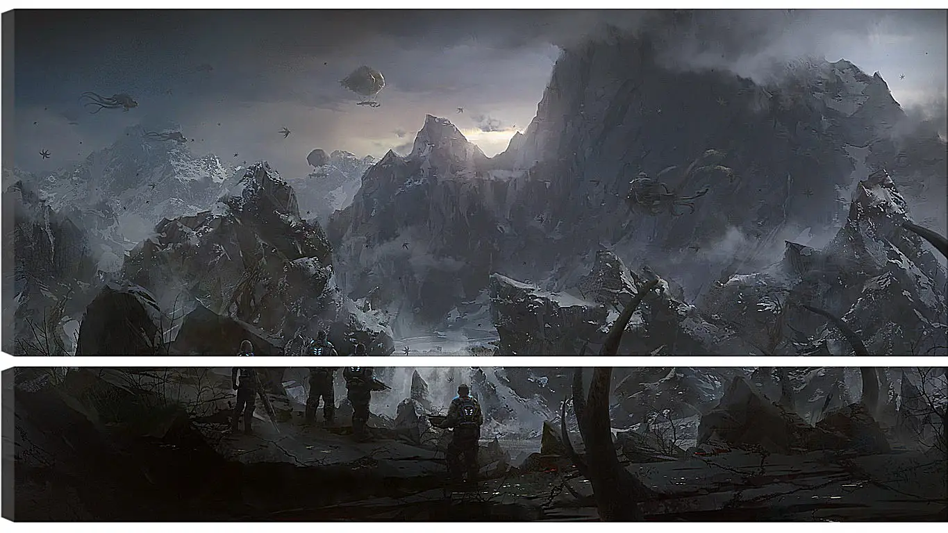 Модульная картина - gears of war, mountains, soldiers
