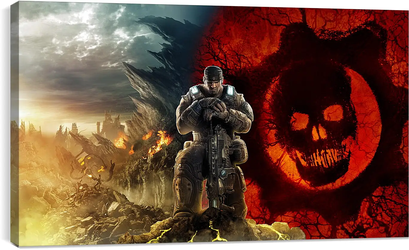 Постер и плакат - gears of war, skull, soldier
