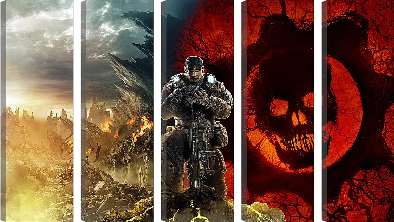 Модульная картина - gears of war, skull, soldier
