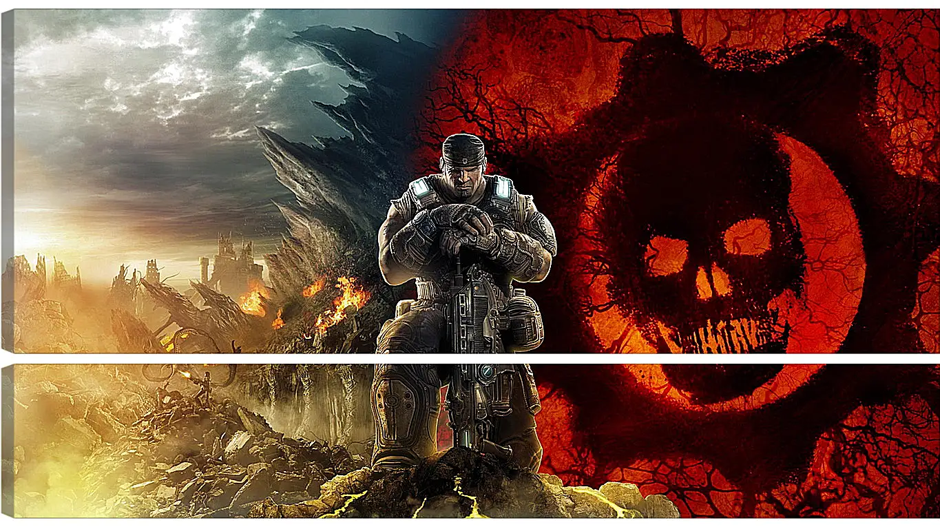 Модульная картина - gears of war, skull, soldier
