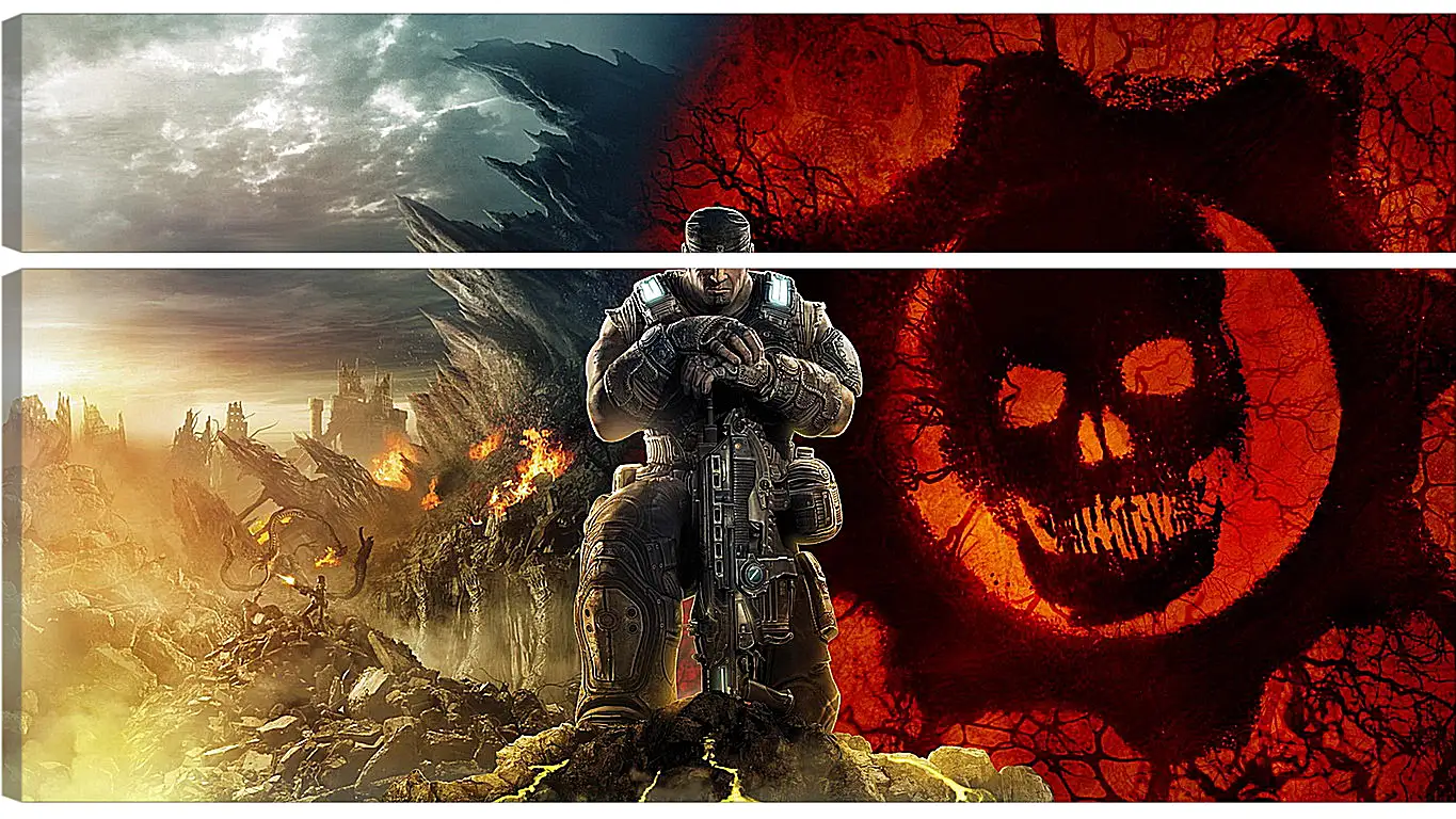 Модульная картина - gears of war, skull, soldier
