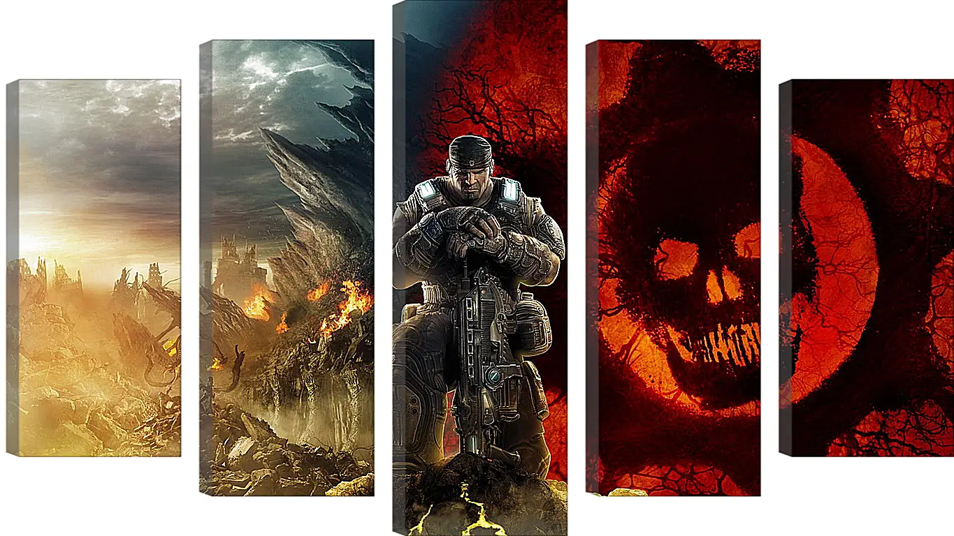 Модульная картина - gears of war, skull, soldier
