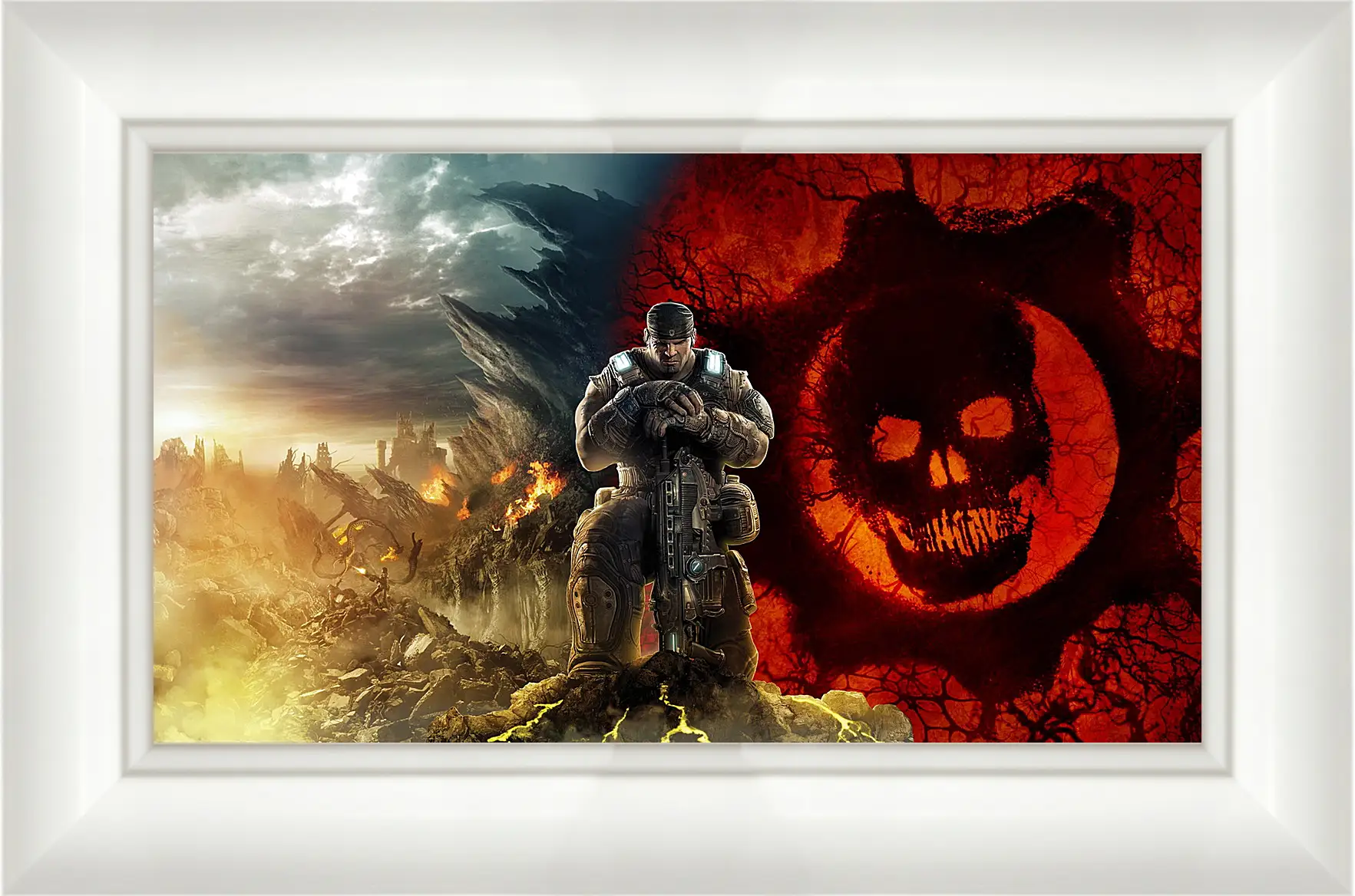 Картина в раме - gears of war, skull, soldier
